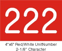 4x6 Red/White UnitNumber
